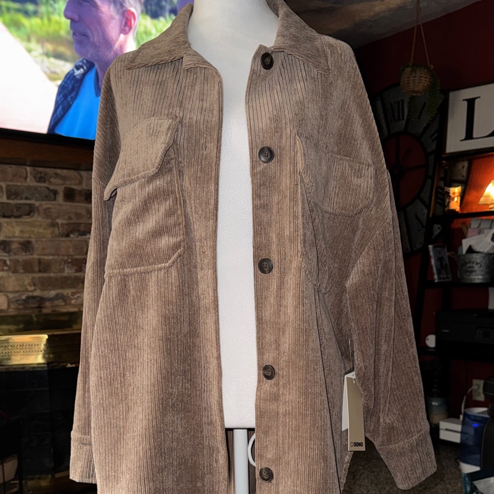 Ci Sono Tan Corduroy Utility Jacket